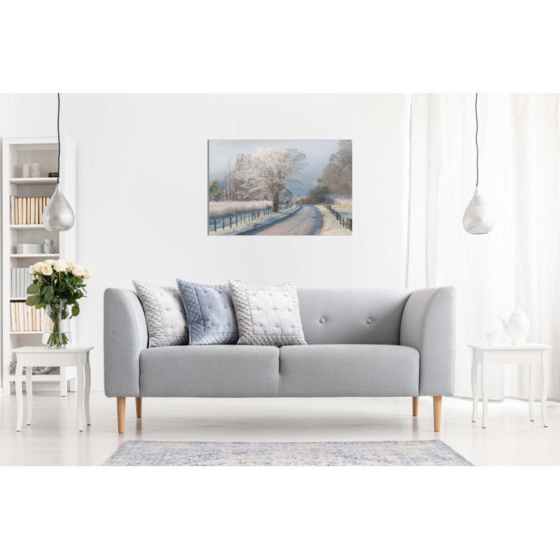 Windy Cold Morning Lonely Road - Wrapped Canvas Print, 51cm H x 76cm W