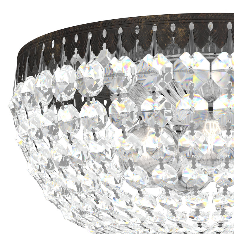 Petit Crystal Flush Mount, 6.5" H x 12" W x 12" D, Heirloom Bronze/Clear