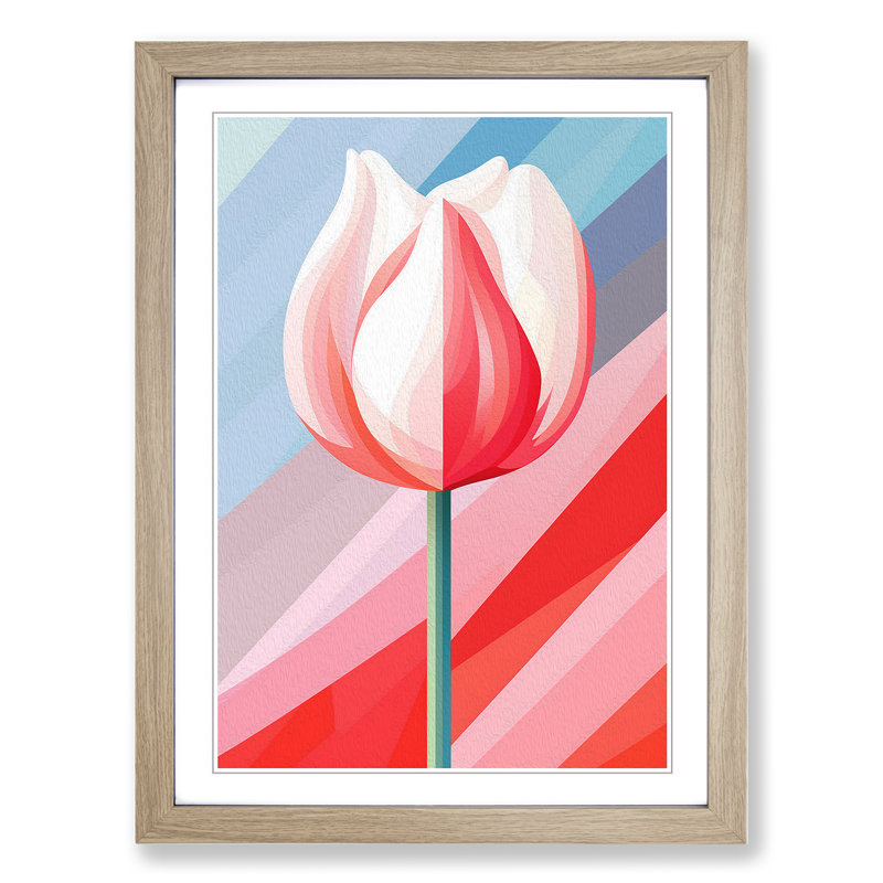 Tulip Flower Op - Framed Print, 34cm H x 25cm W x 2cm D, Oak 