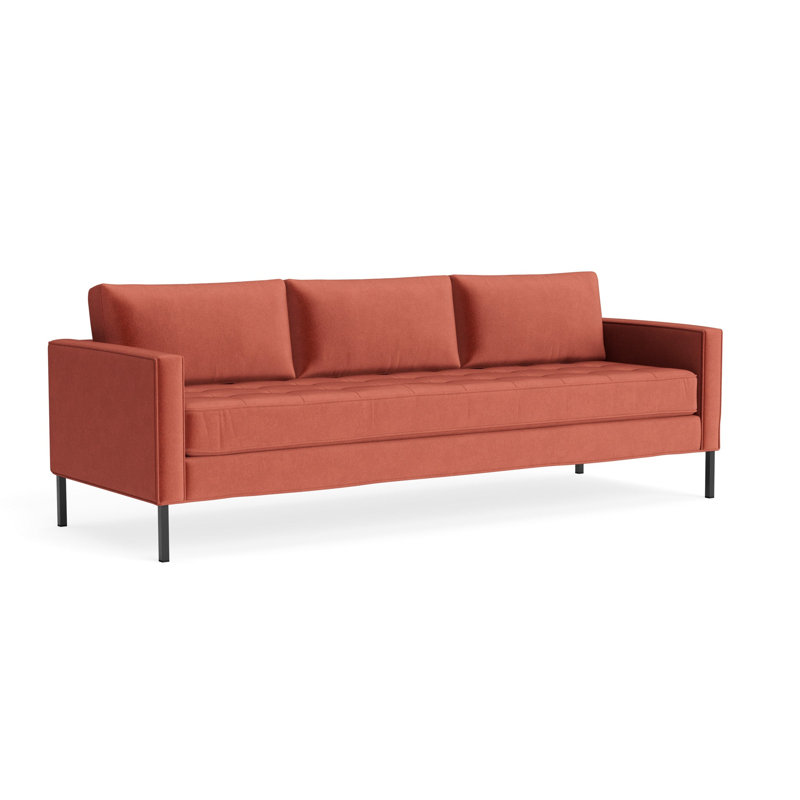 MTO - Paramount Sofa Metal Legs, 32" H x 95" W x 34" D, Tomato Velvet