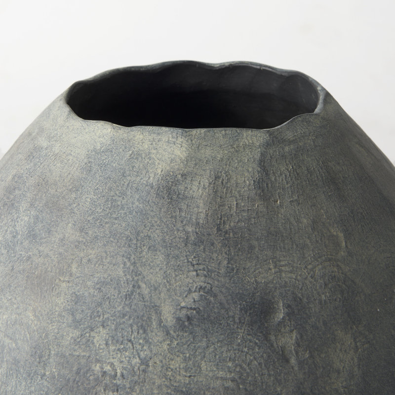 Vase de plancher en céramique Aisling, H 23,4 po x l 19,7 po x P 19,7 po, Gris