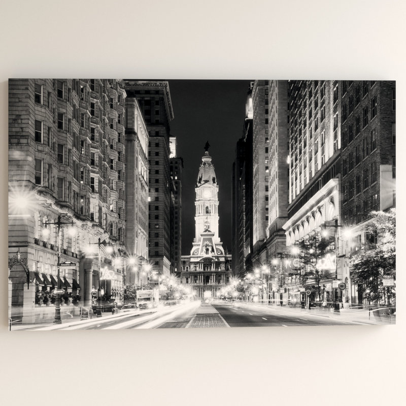 Art mural sur toile tendue - «City Hall Philadelphia» de Philippe Hugonnard pour décoration de salon, de chambre à coucher ou de bureau - 30 x 47
