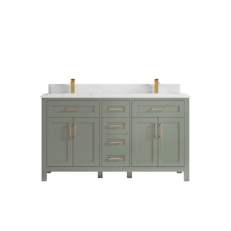 Cambridge 60'' Double Bathroom Vanity with Quartz Top, Empira