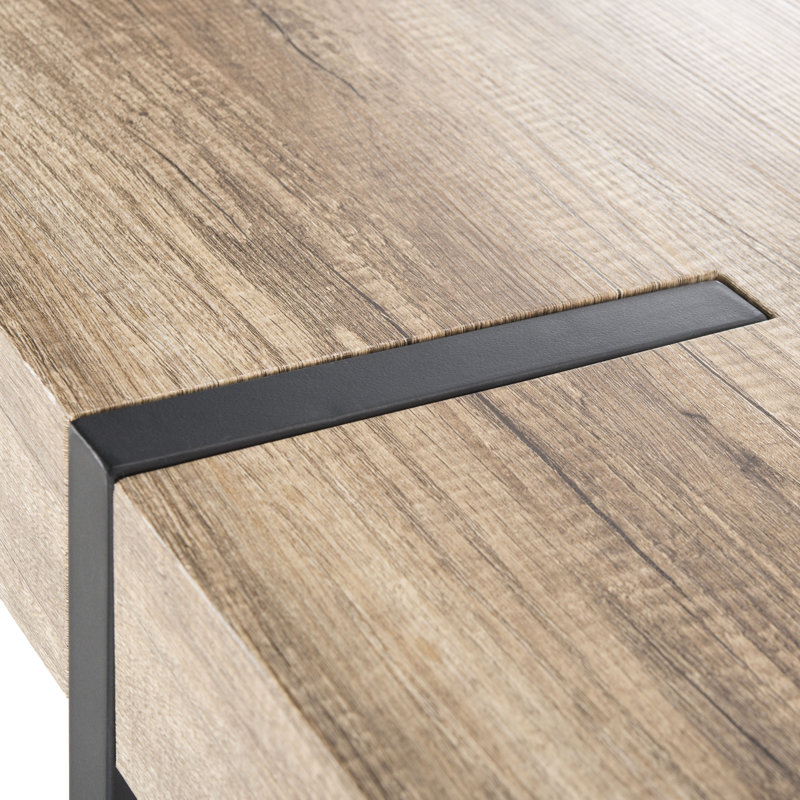 Table de salle à manger 35,4 po Salemburg, Brun multicolore / pieds noirs
