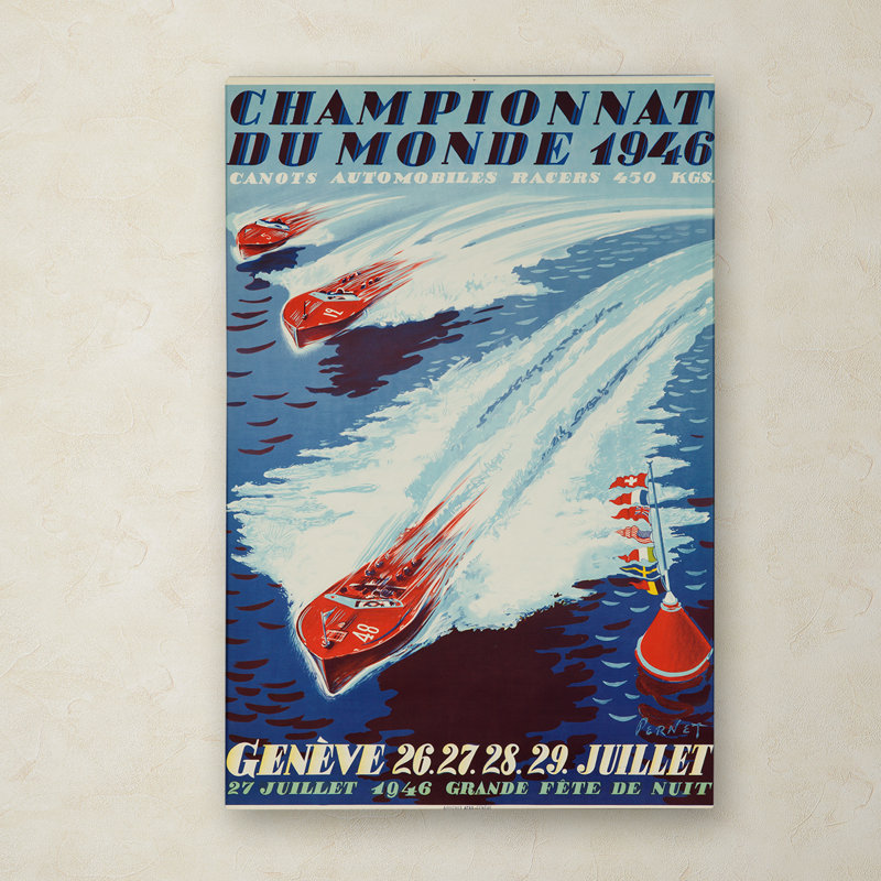 « bateau », publicité rétro sur toile tendue, H 19 po x l 12 po x P 2 po