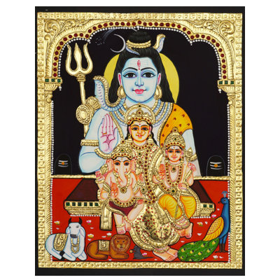 Shiv Parivar | Peinture de Tanjore par My Angadi | Pour la décoration murale