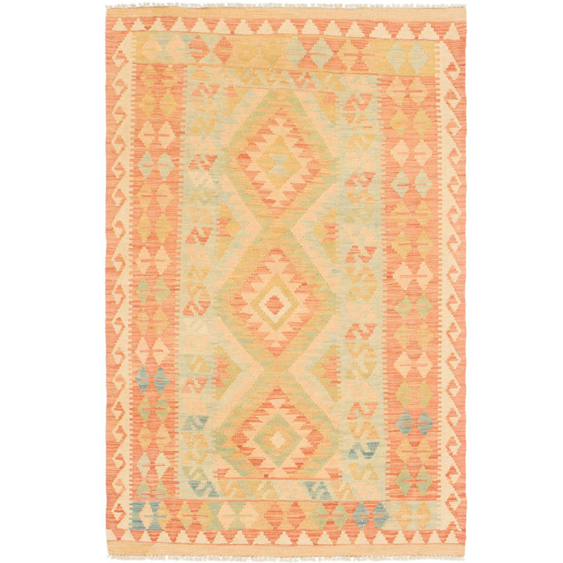Tapis en laine rouge 3 pi x 4 pi 9 po one-of-kind main-noué la new age Elland