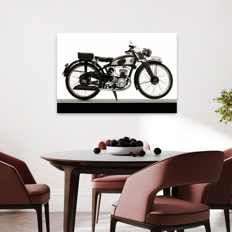 1946 Montesa 125Cc, moto, paysage abstrait classique, art mural, H 24 po x l 36 po