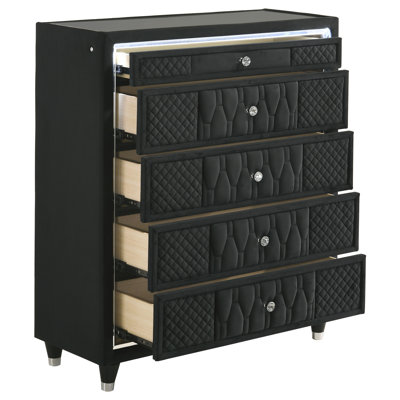 Lorient 5-Drawer LED Chest Of Drawers Black