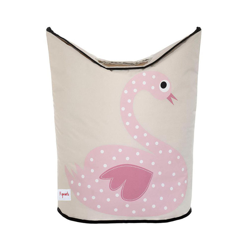 3 Sprouts - Baby Laundry Hamper  - Storage Basket Organizer Bin for Nursery - Swan