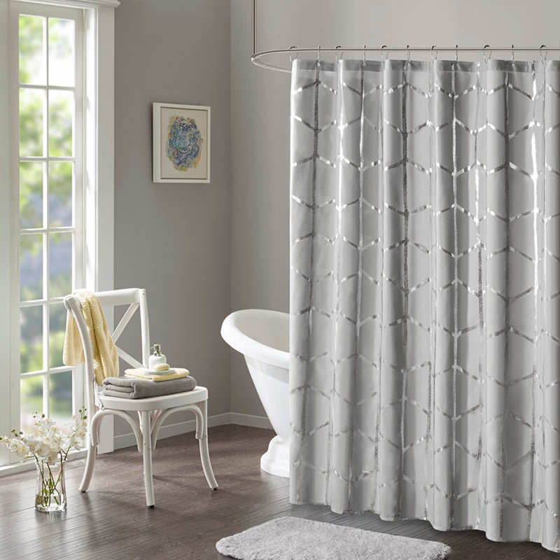Rideau de douche imprimé métallique, Gris/argent