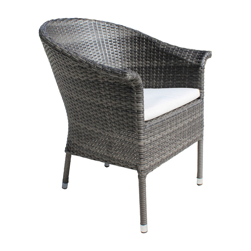 Chaise de patio avec coussin Neumark, Gris, Blanc