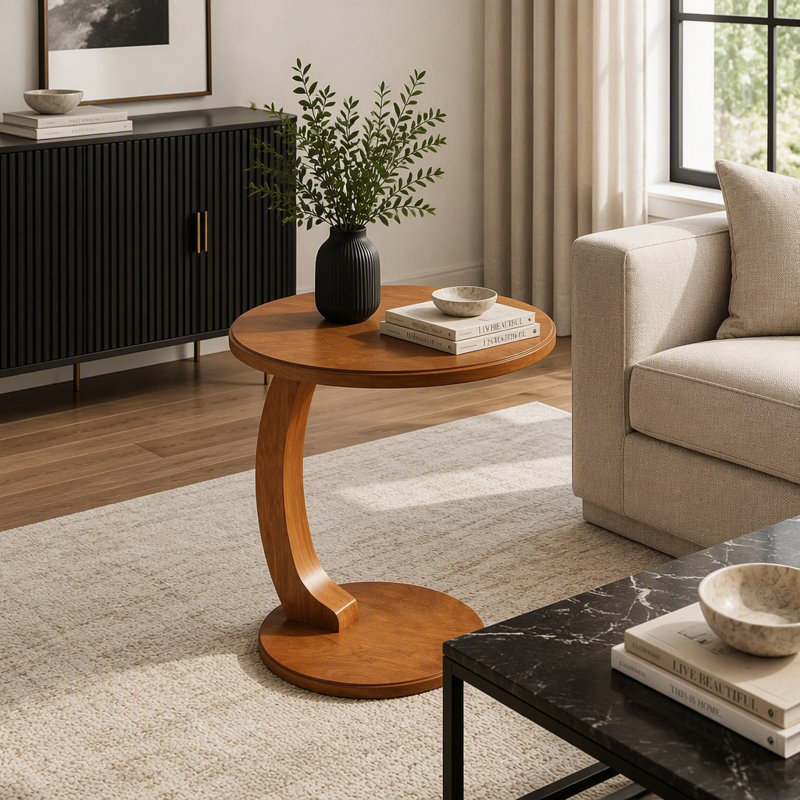 Table d'appoint vintage en bois de 48 cm (18,9 po) pour canapé