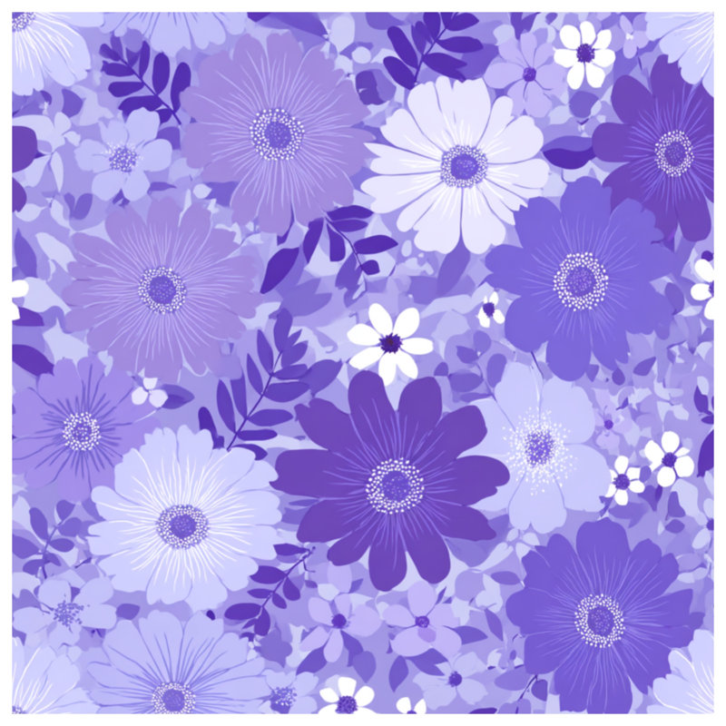 Purple Floral Pattern Quilted Bedspread All Sizes, Full / Double