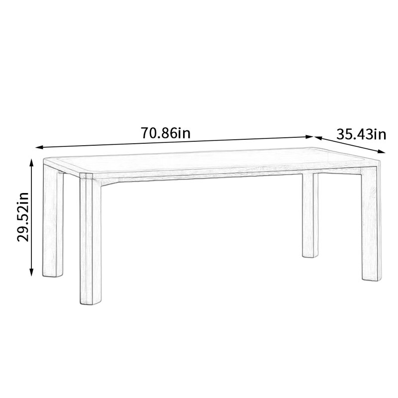 Table de salle à manger Simple Rock, H 29,52 po x L 70,86 po x l 35,43 po