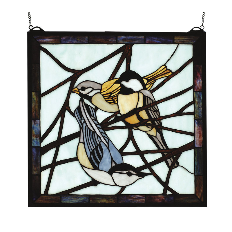 Lodge Tiffany Early Morning Visitors Stained Glass Window