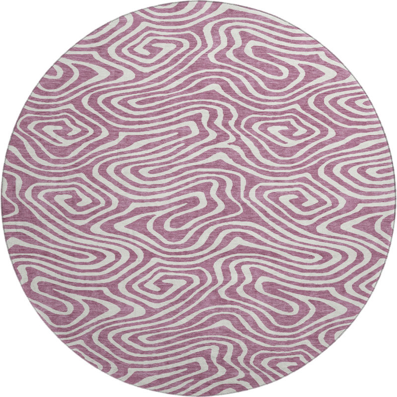 Premium Machine Washable Guada AMF1020 Swirls Rug, Round 8'