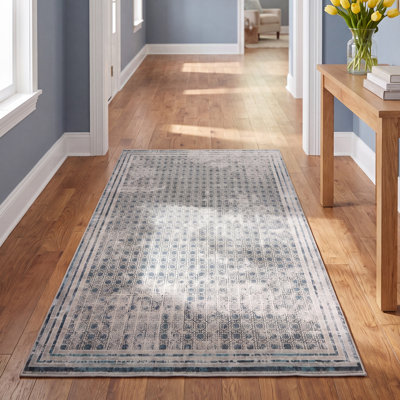 Phoebe Light Gray Blue Machine Washable Rug