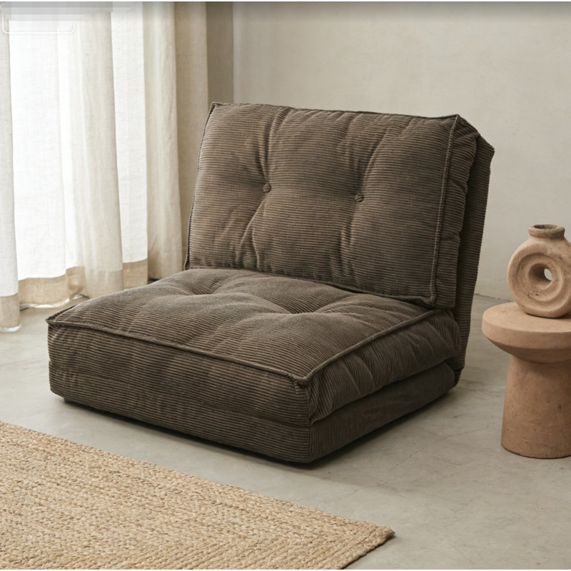 Adjustable Convertible Floor Sofa Bed - Multi-functional Folding Lounge Chair For Living Room & Bedroom, Grass Green Corduroy