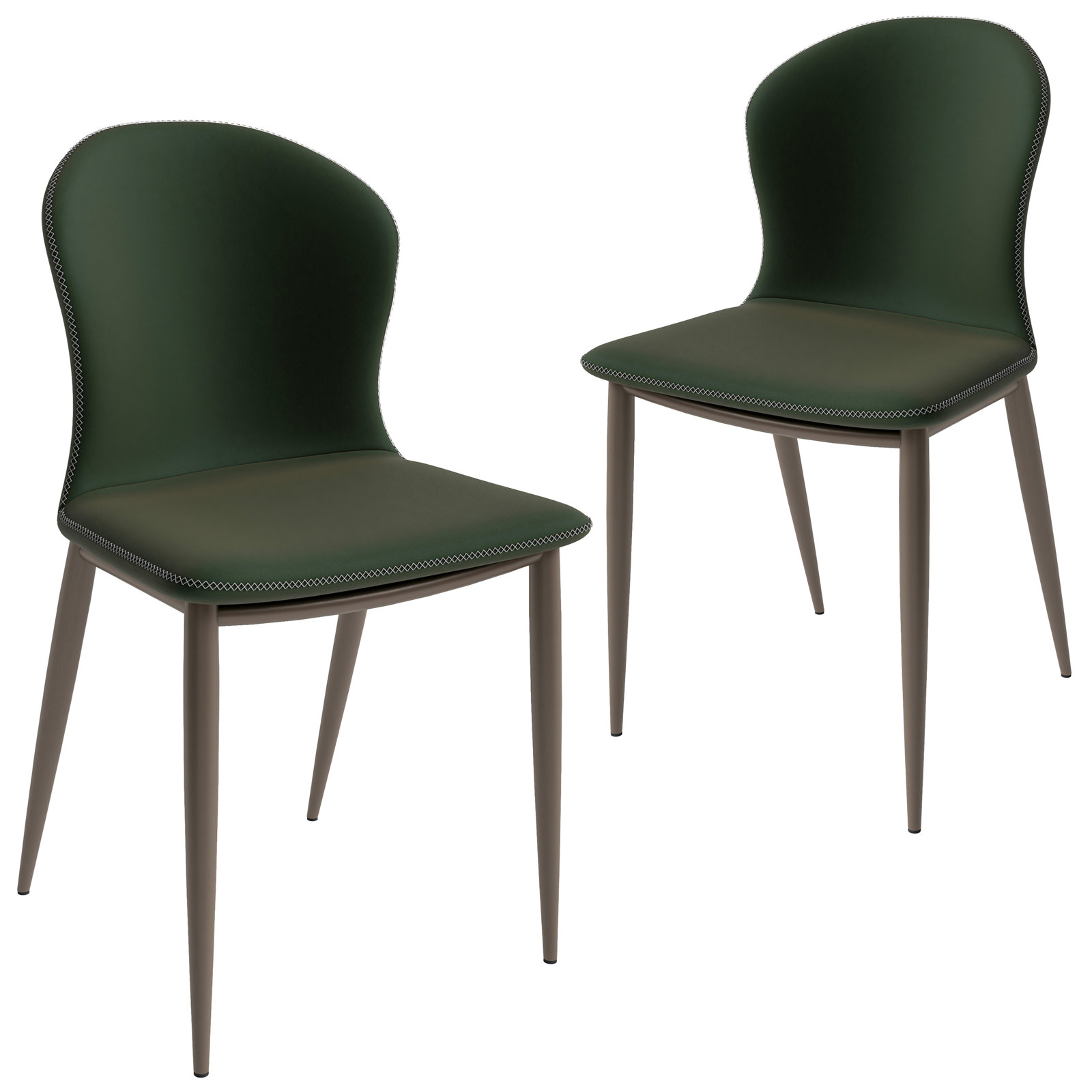 Steves Fabric Metal Side Chair Dining Chair, Set of 2, Green