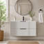 Meuble-lavabo de salle de bain avec lavabo en céramique - Meuble-lavabo flottant mural gris avec tiroirs, moderne-2129624895