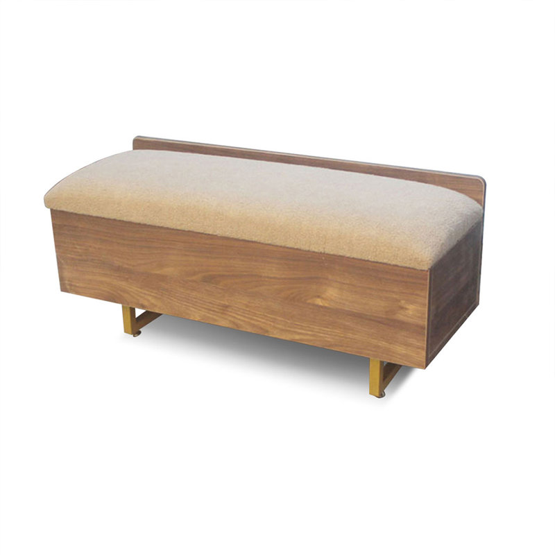 Banc rembourré blanc noyer noir, H 14,96 po x l 31,5 po x P 11,81 po, Noyer