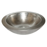 Laguna Brushed Nickel Hand Hammered Circular Vessel Bathroom Sink