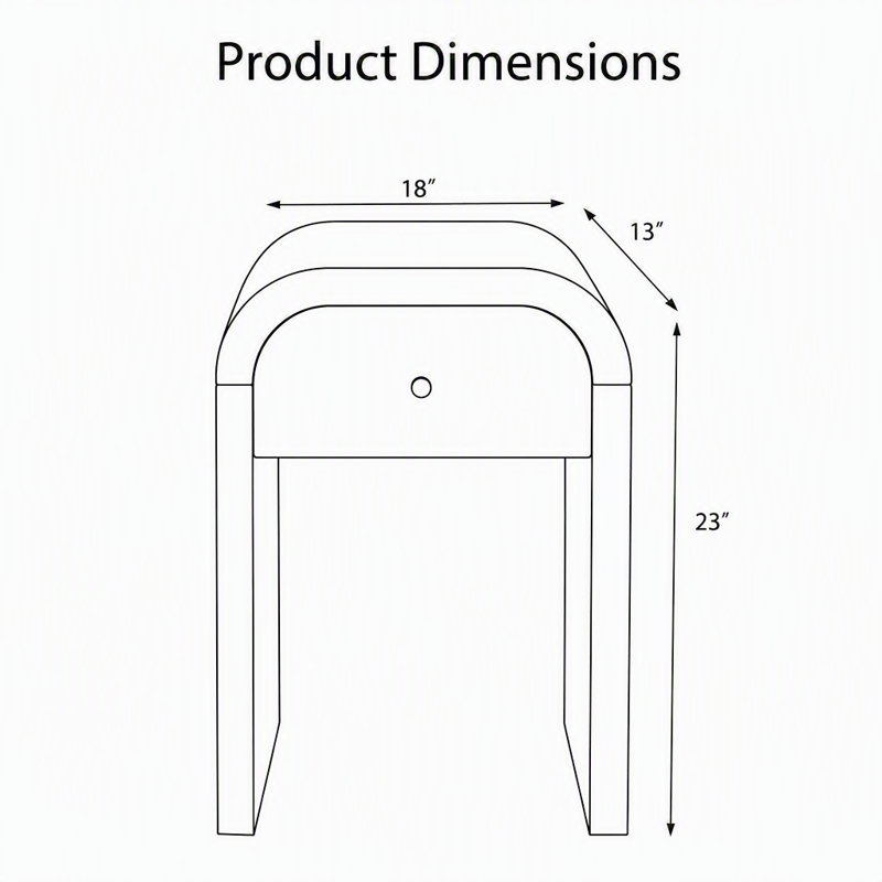Table d'appoint incurvée avec 1 tiroir, fini noyer et bouton en laiton, Noyer brun