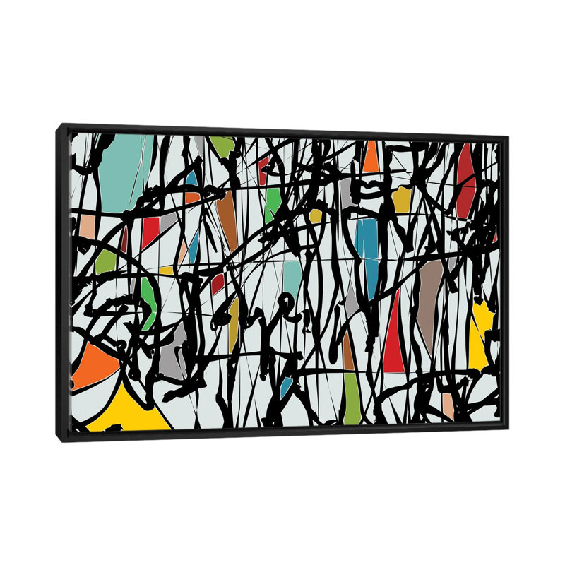 Pollock Wink III par Angel Estevez - impression d'art graphique, H 18 po x l 26 po x P 1,5 po, Toile encadrée noire