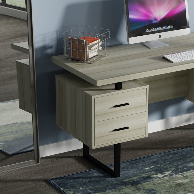 Bureau 60 po Auniya, Plateau / structure taupe clair, métal noir / qui