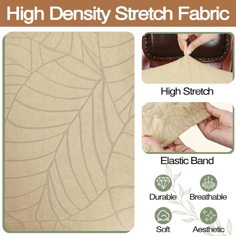 Housses de chaises de salle à manger - Beige - Ensemble de 4 / Tissu résistant à l'eau / Pour chaises avec accoudoirs