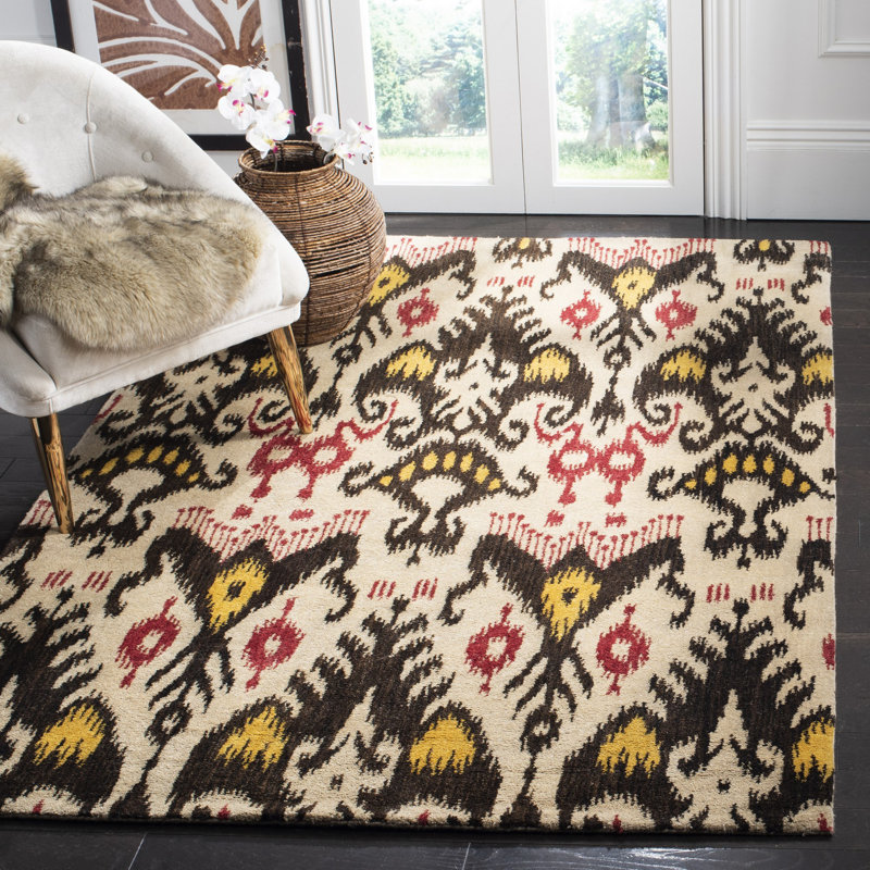 Kline Ikat Hand Tufted Wool Ikat Rug, Rectangle 8' x 10'