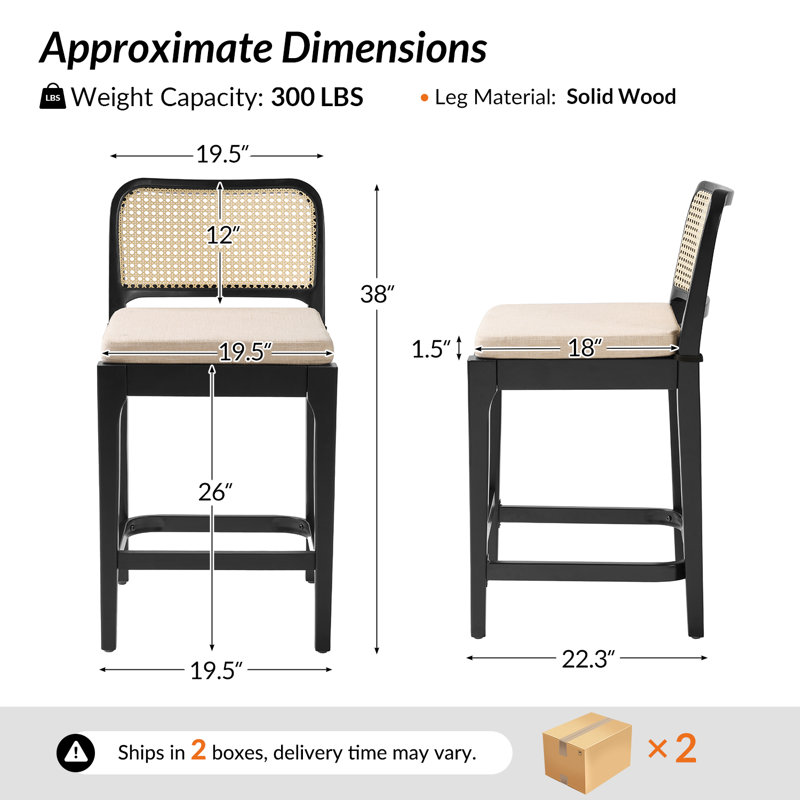 Ensemble de 4 tabourets de comptoir Calheme, Noir
