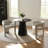 Chenille Upholstered Curved Back Dining Armchair