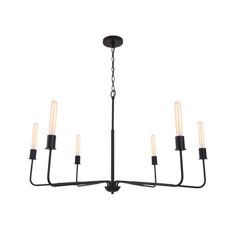 Lustre style campagne moderne 6 lumières Eino, Noir mat