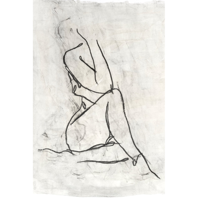 «Fellipe Embellished Nude Contour S croquis I» par Ethan Harper, H 12 po x l 8 po, Cadre simple érable érable, Maple