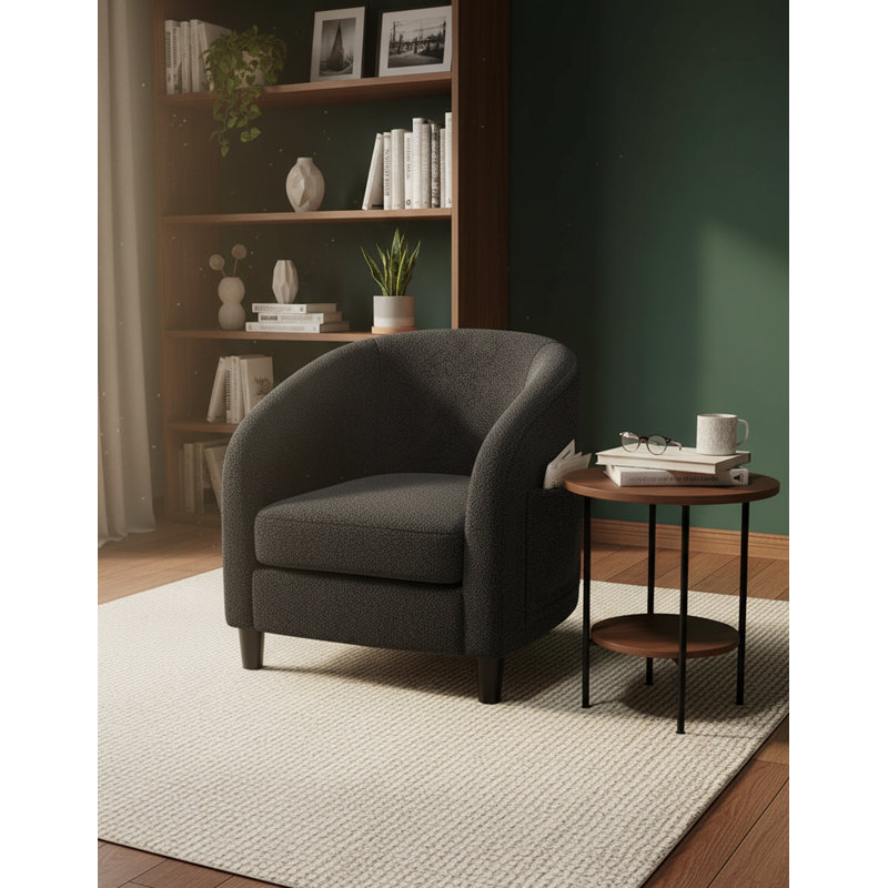 Chaises demi-tonneau en velours avec coussin moelleux, Velours noir