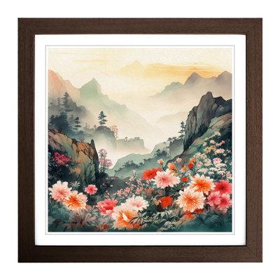 Japanese Mountains Floral No.1 - Single Picture Frame Print