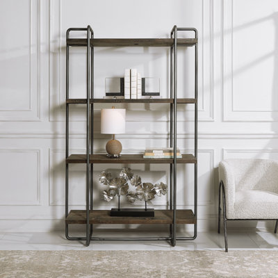 Geffrey 80'' H x 50'' W Steel Etagere Bookcase
