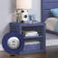 Table de chevet USB à finition bleue pour chambre à coucher et salon