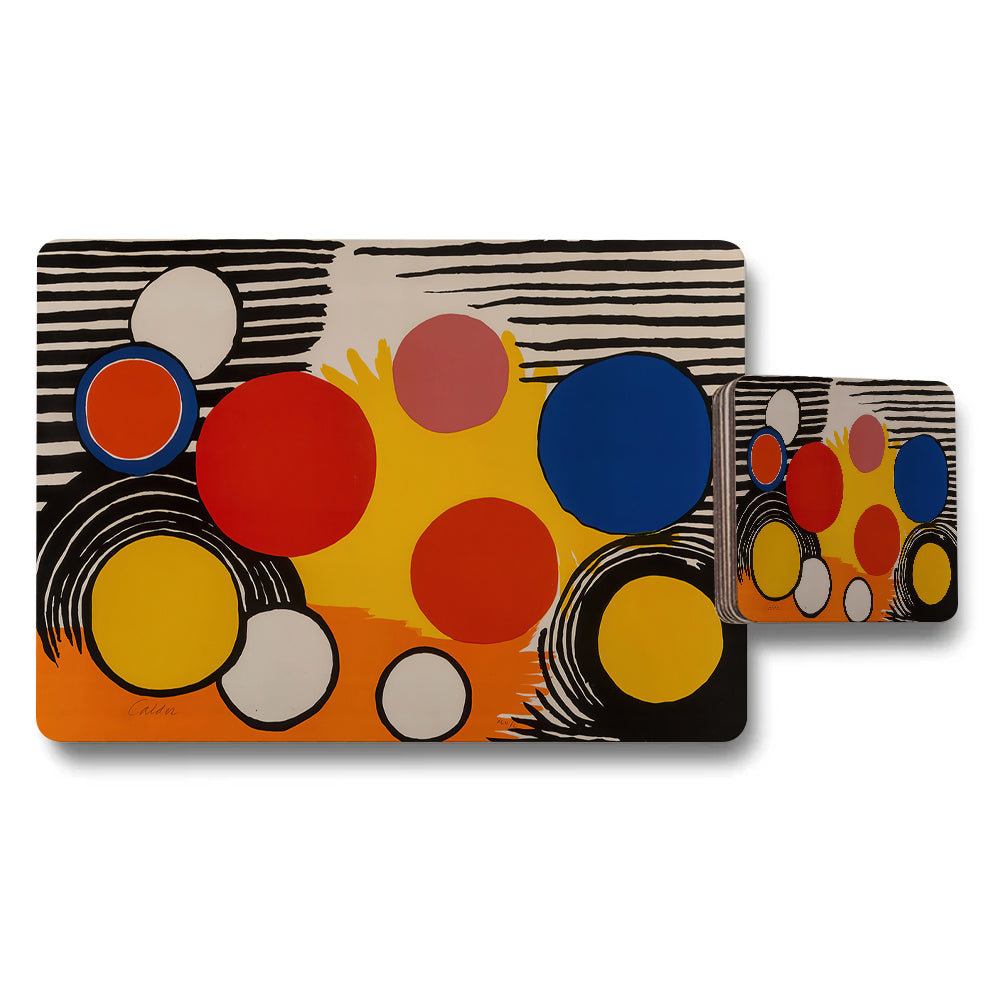 Abstract Circle Placemat and Coaster Set Modern Table Decor