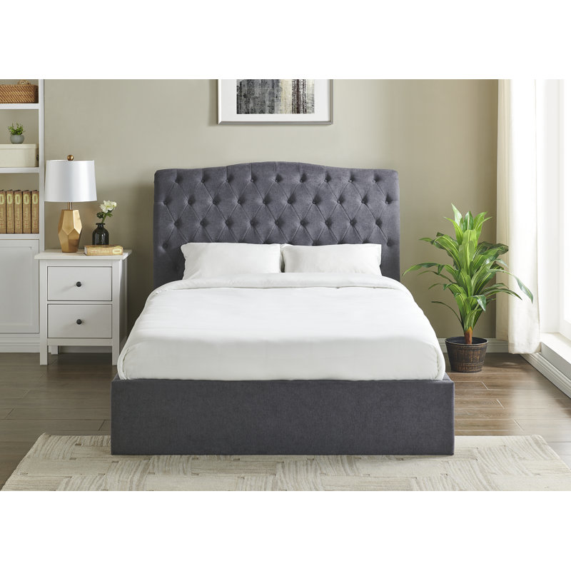 Campbell Upholstered Ottoman Storage Bed, Double (4'6), Dark Grey
