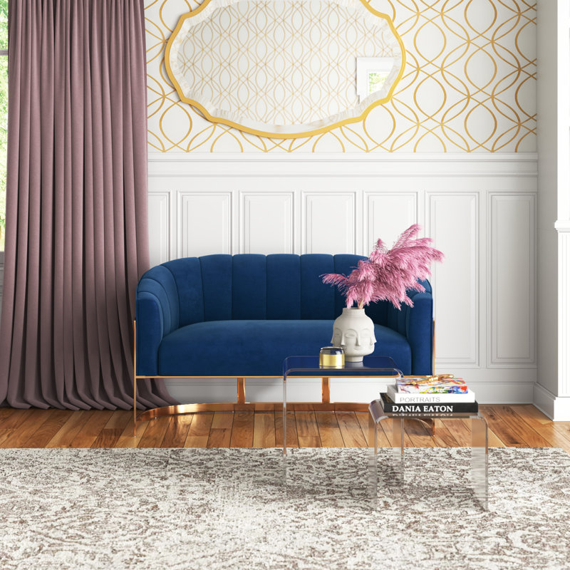 Tellico 50'' Velvet Loveseat, Blue Velvet