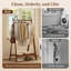 Heavy‑Duty Solid Wood Clothes Rack with Bottom Shelf & Side Hooks, Freestanding Garment Stand, A-Frame Entryway Organizer for Bedroom, Hallway