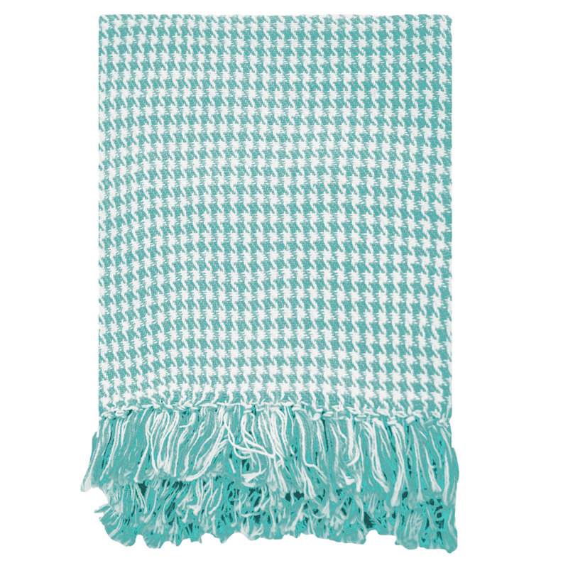 Throws Hand Woven Throw Blanket, Aqua/White, 50" W x 60" L