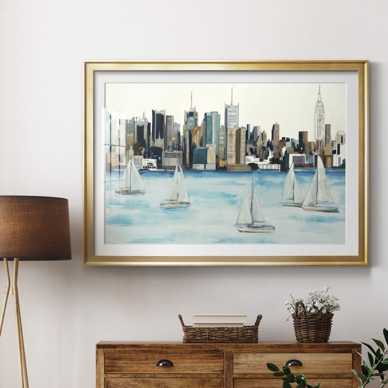 Boat City Boat City - peinture encadrée, H 30,5 po x l 42,5 po x P 1,5 po, Papier avec cadre argenté, Oui