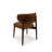 Modern Curved Genuine Italian Leather Dining Chair with Oak Back and Legs