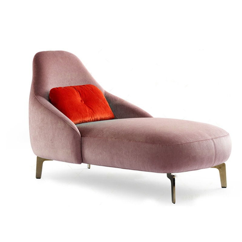 Chaise longue rembourrée Cheniece, Mélange de polyester rose