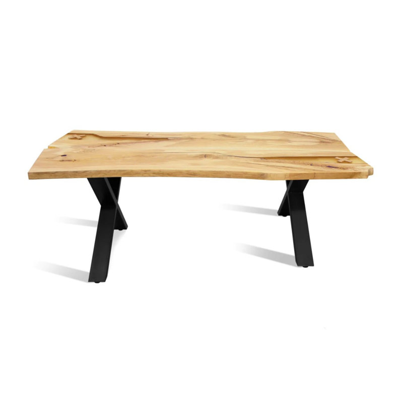 Wolcottville Solid Wood Top Metal Base Dining Table