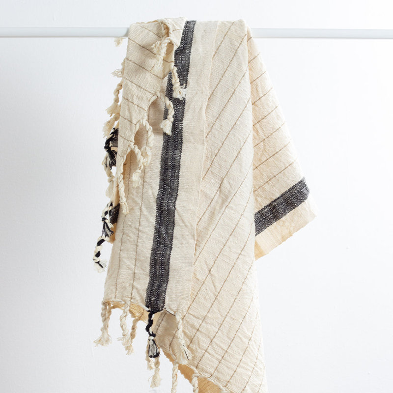 Drama Hand Towel, Gray Striped